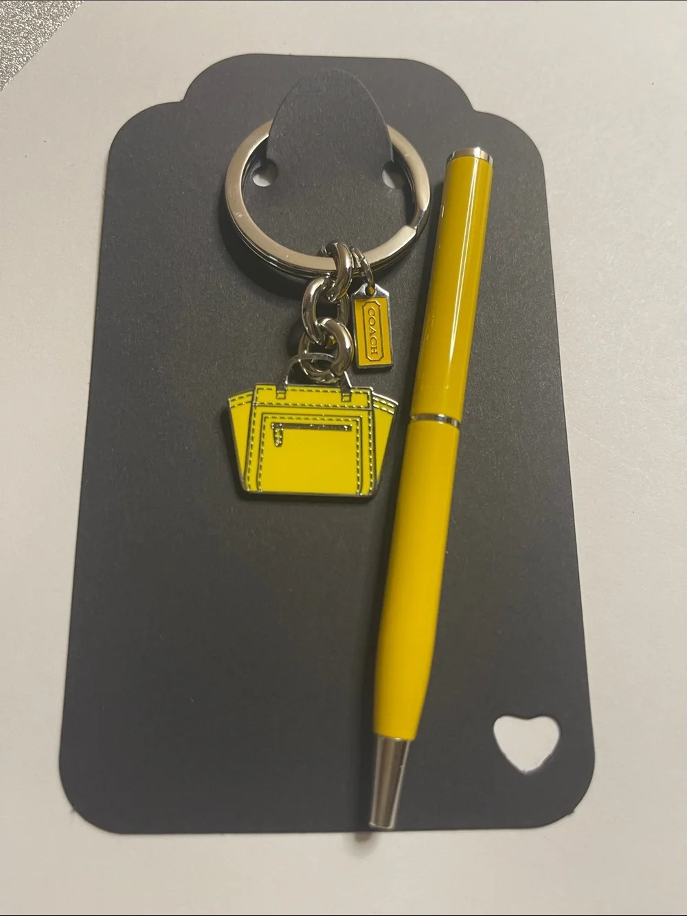 Coach Yellow Handbag Keychain Charm and Coach Pen